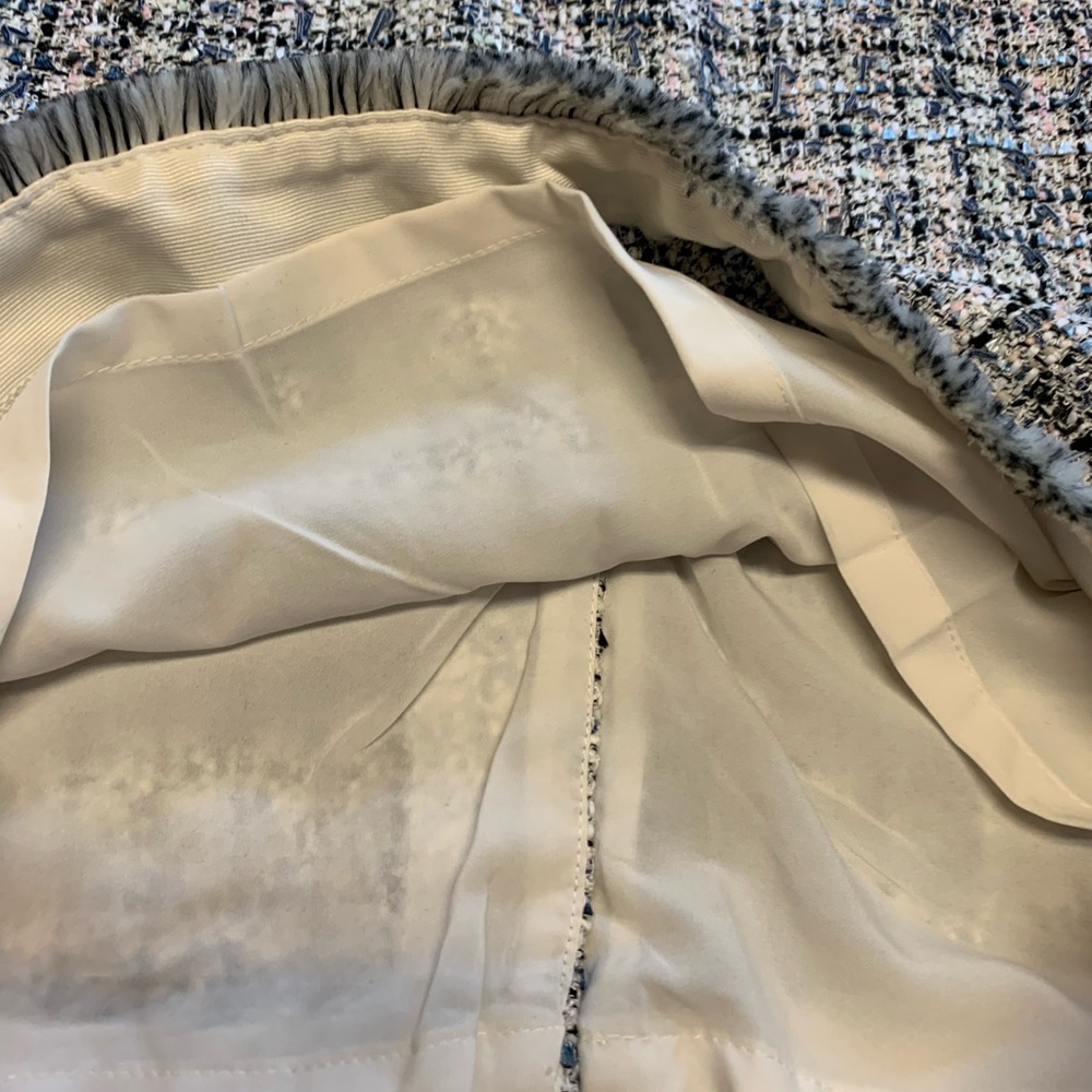 Ann Taylor Mult Grid Fringe Tweed Pencil Skirt $89 - Picture 9 of 10